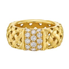 Tiffany & Co. Diamond Gold "Vannerie" Band Ring