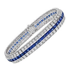 Sapphire & Diamond 3-Row Line Bracelet