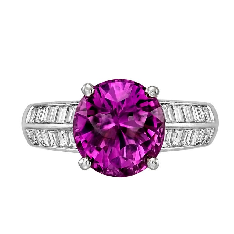 Purplish Pink Sapphire Diamond Ring