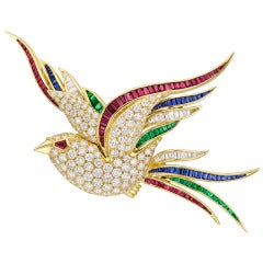 Vintage Gem-Set Bird of Paradise Pin