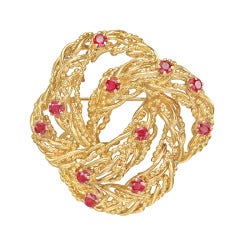 Tiffany & Co. Ruby Gold Knot Pin