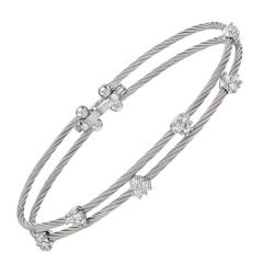 Paul Morelli Diamond White Gold Wire Double Bracelet