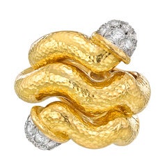 David Webb Diamond Gold Wrap Ring