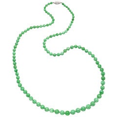 Natural Jade Bead Long Necklace