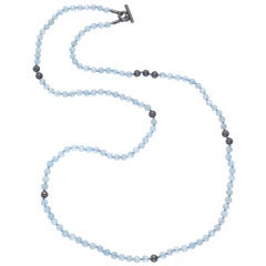Yossi Harari "Roxanne" Aquamarine Bead & Gilver Long Necklace