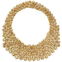 Cartier Gem-Set Gold Bib Necklace