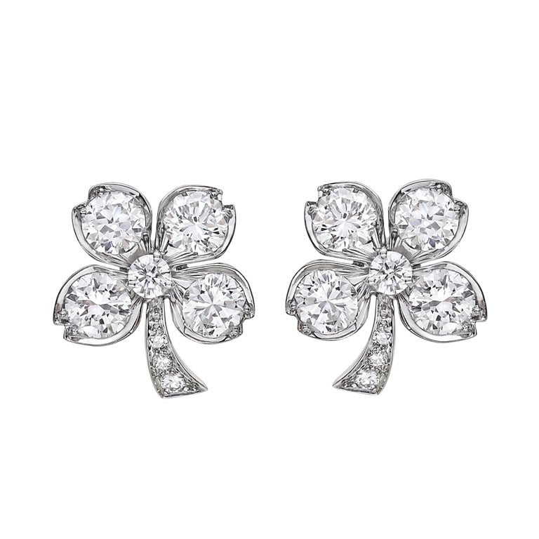 Diamond Four-Leaf Clover Earrings