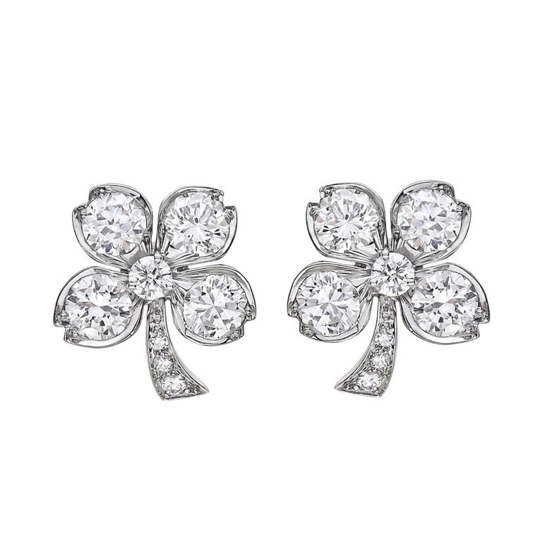 Diamond FourLeaf Clover Earrings at 1stDibs