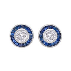 Sapphire Diamond Round Earstuds