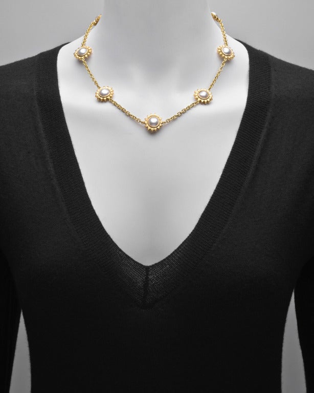 Bielka Pearl Gold Sunflower Necklace