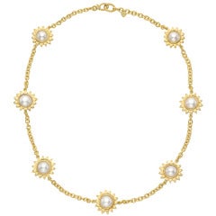 Bielka Pearl Gold Sunflower Necklace