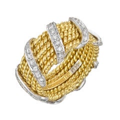 Tiffany & Co. Schlumberger Diamond Gold Band Ring