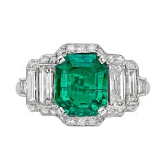 2.93 Carat Colombian Emerald & Diamond Ring