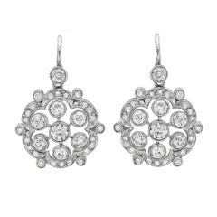 Diamond Cluster Drop Earrings