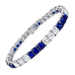 Vintage Cartier Square Diamond Sapphire Line Bracelet