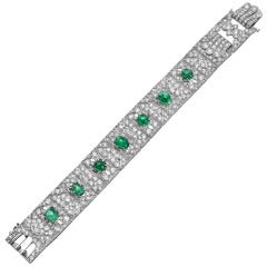 Art Deco J.E. Caldwell Emerald Diamond Bracelet