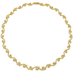 Leslie Greene Gold & Diamond Scroll Necklace