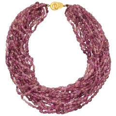 20-Strand Pink Tourmaline Bead Necklace