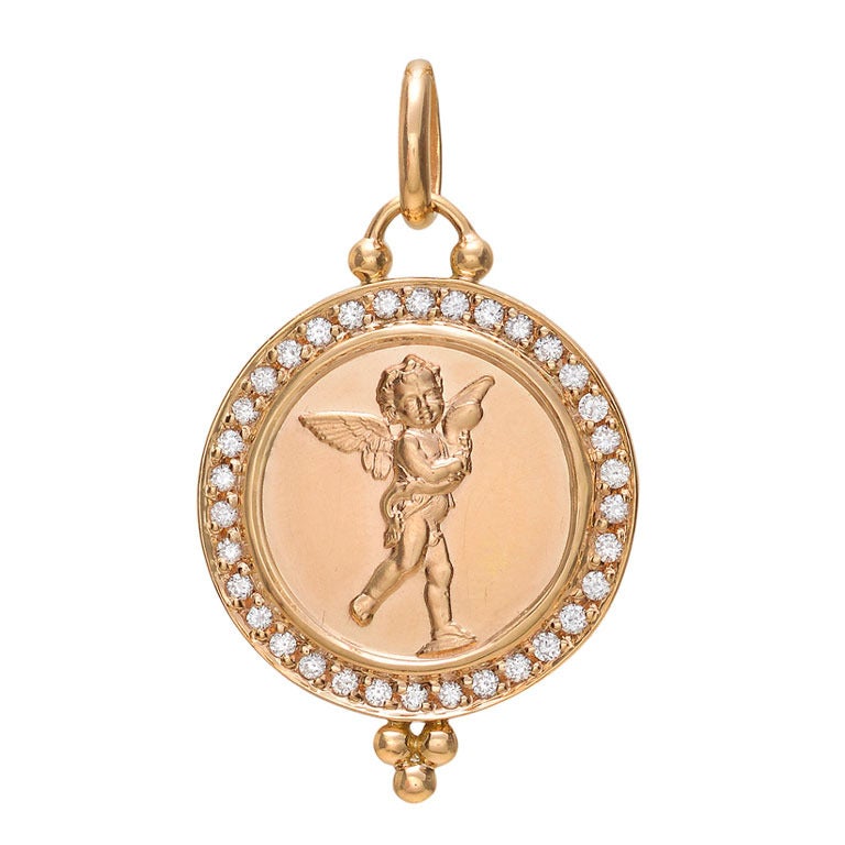 Temple St. Clair Pink Gold & Diamond Cherub Pendant