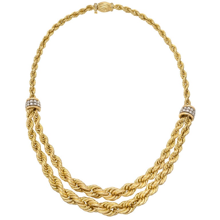 Boucheron Gold Double Rope Link Collar Necklace