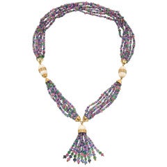 Multicolored Gemstone Coral Bead Necklace