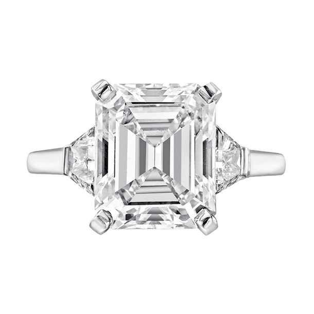4.29 Carat Emerald-Cut Diamond Engagement Ring at 1stDibs