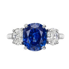 4.97 Carat Sapphire & Diamond Engagement Ring