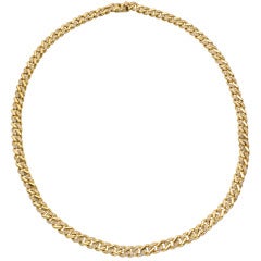 Gold 
Diamond Curb-Link Long Necklace