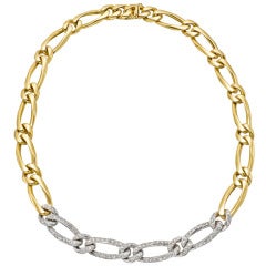 Gold & Diamond Figaro Link Necklace
