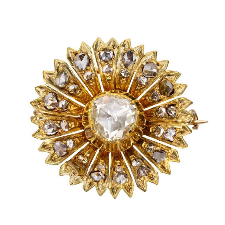 Antique Diamond Flower Pin