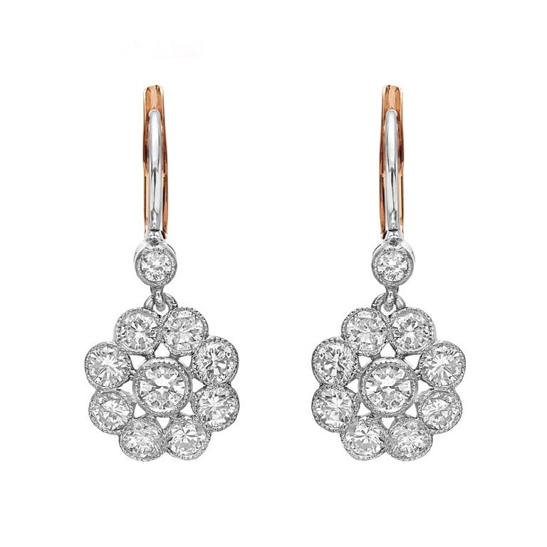 Diamond Cluster Short Drop Earrings