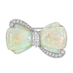 Opal & Diamond Bow Pin