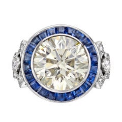 Raymond C. Yard 8.02 Carat Round Brilliant Diamond Engagement Ring with Sapphires