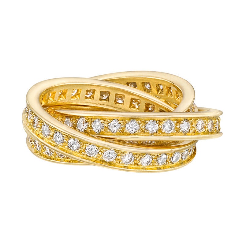 Cartier Diamond Gold Trinity Ring