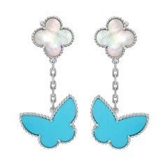 Van Cleef & Arpels Turquoise Mother-of-Pearl Lucky Alhambra Earclips