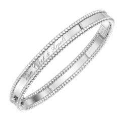 Van Cleef & Arpels White Gold Perlee Bangle Bracelet