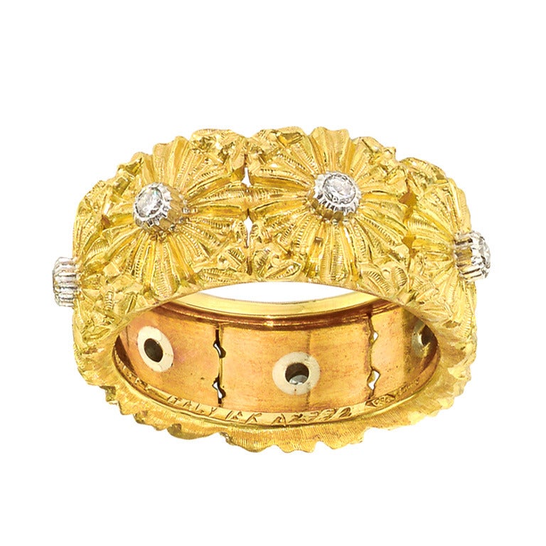 Buccellati Cassetoni Diamond Gold Band Ring
