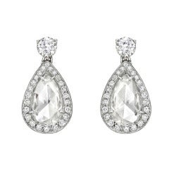 Pear-Shaped Rose-Cut Diamond Drop Earrings