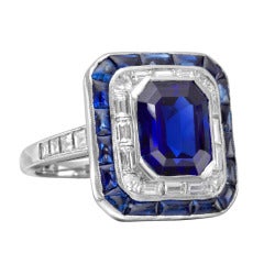 Vintage Burmese Sapphire Diamond Panel Ring
