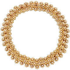 VAN CLEEF & ARPELS Three-Row Diamond Gold Flower Necklace