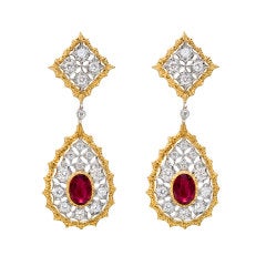 BUCCELLATI Ruby Diamond Drop Earrings