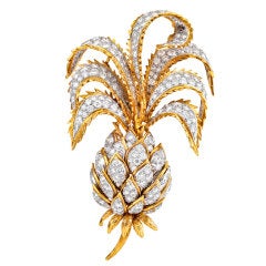 DAVID WEBB Diamond Gold Pineapple Brooch