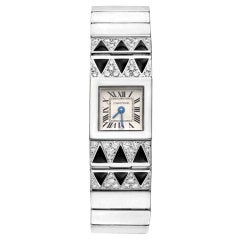 CARTIER Onyx Diamond Bracelet Watch