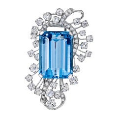 Aquamarine Diamond Spray Brooch from the Betteridge Estate Jewels Collection
