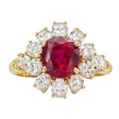 VAN CLEEF & ARPELS Ruby Diamond Cluster Ring
