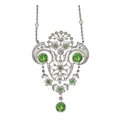 Belle Époque Demantoid Garnet & Diamond Pendant 7