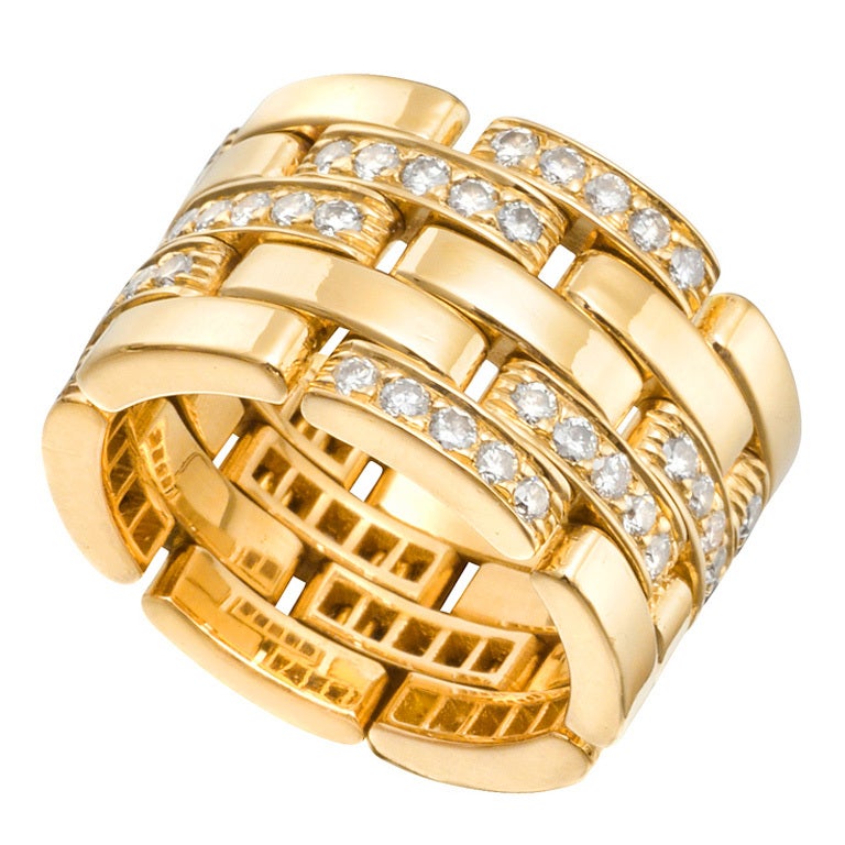 CARTIER Panthère Pavé Diamond Gold Band Ring