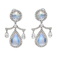 Moonstone Diamond Chandelier Earrings
