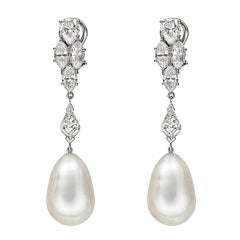South Sea Pearl Diamond Drop Earrings South Sea Pearl Diamond Drop Earrings