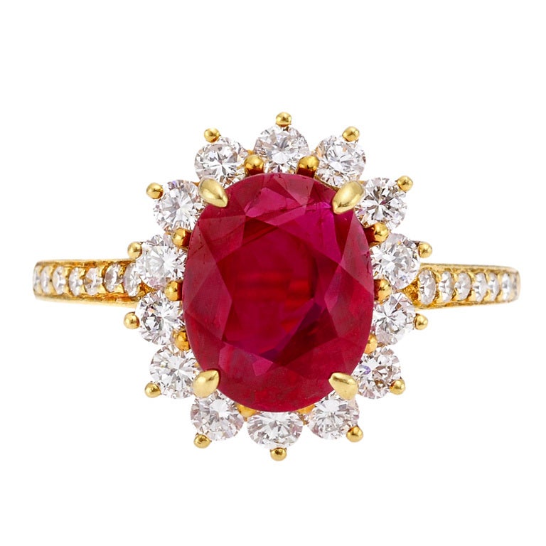 TIFFANY & CO. Ruby Diamond Cluster Ring
